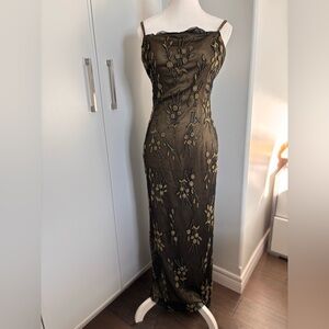 Stunning Vintage Bob Mackie Black/Green/Gold Beaded Dress
